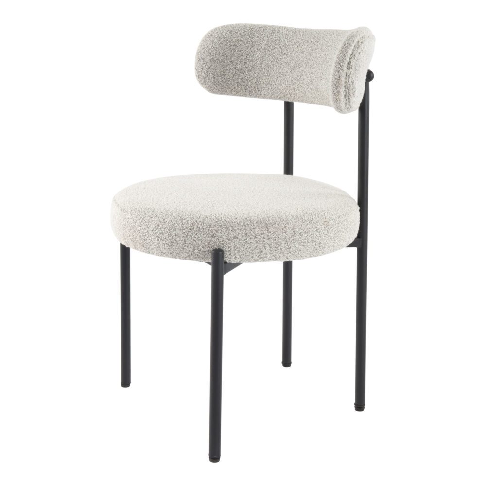 Luxe Boucle Cushioned Elsa Dining Chairs in White Quartz